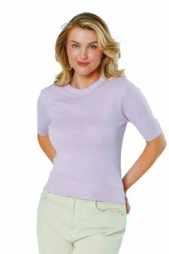 Timeless London Daisy Knit Top In Lavender - I'm Eco-Friendly!