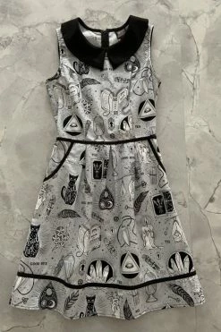 Retrolicious Collared Dress In Spells Halloween Print