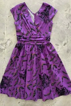 Retrolicious Greta Dress In Haunted House Print