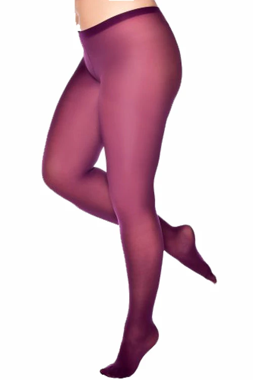 Pamela Mann Hosiery Curvy Super-Stretch 50 Denier Tights In Damson