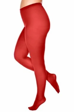 Pamela Mann Hosiery Curvy Super-Stretch 50 Denier Tights In Maroon Red