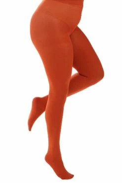 Pamela Mann Hosiery Curvy Super-Stretch 90 Denier Tights In Rust Orange