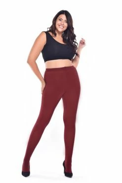 Pamela Mann Hosiery Curvy Super-Stretch 90 Denier Tights In Burgundy