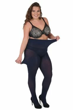 Pamela Mann Hosiery Curvy Super-Stretch 90 Denier Tights In Navy
