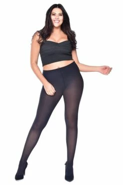 Pamela Mann Hosiery Curvy Super-Stretch 50 Denier Tights In Charcoal