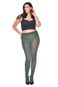 Pamela Mann Hosiery Curvy Super-Stretch 50 Denier Tights In Forest Green
