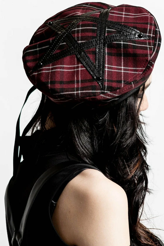Killstar Dark Fate Beret In Blood Tartan - Image 2
