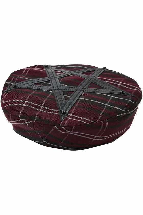Killstar Dark Fate Beret In Blood Tartan - Image 4