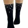 Pamela Mann Hosiery Pamela Mann Black Ankle Socks With Diamante Hearts Front Sparkle