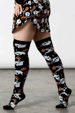 Killstar Haunted Pumpkin Knee-High Socks Ghosts