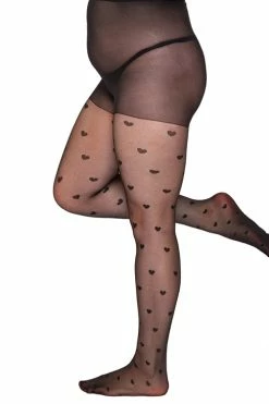 Pamela Mann Hosiery Curvy Super-Stretch Tights With Heart Pattern