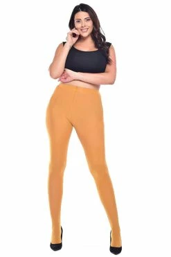 Pamela Mann Hosiery Curvy Super-Stretch 90 Denier Tights In Mustard