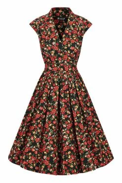 Lady Vintage Eva Dress In Ditsy Red - PRE-ORDER Estimated Dispatch 17 February