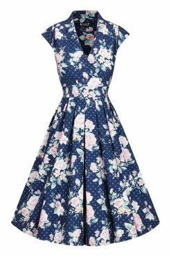 Lady Vintage Eva Dress In Polka Dot Floral - PRE-ORDER Estimated Dispatch 17 February