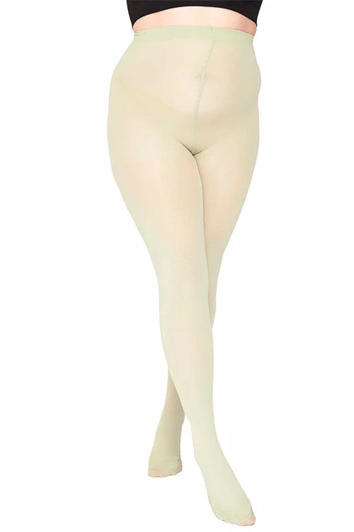 Pamela Mann Hosiery Curvy Super-Stretch 50 Denier Tights In Sage Mint