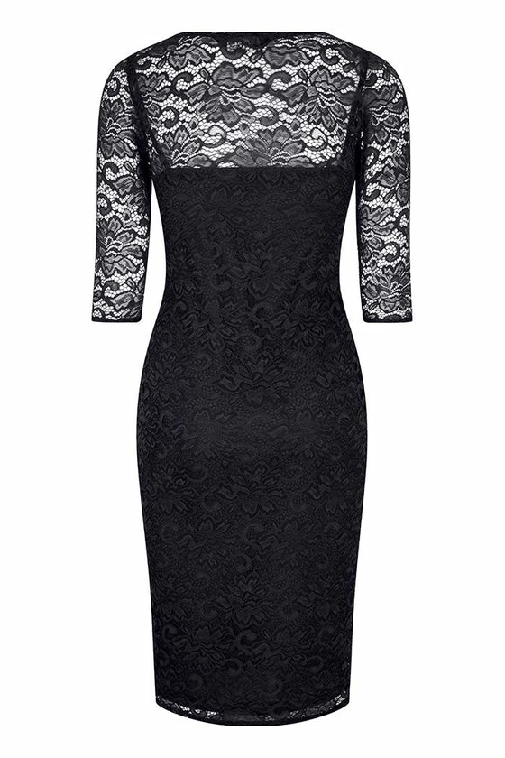 Lady Vintage Beatrice Wiggle Dress In Black Lace Classic - Image 3