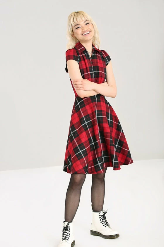 Hell Bunny Brody Mid Dress Red Tartan - Image 2