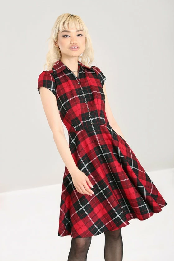 Hell Bunny Brody Mid Dress Red Tartan - Image 3