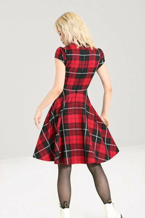 Hell Bunny Brody Mid Dress Red Tartan - Image 5