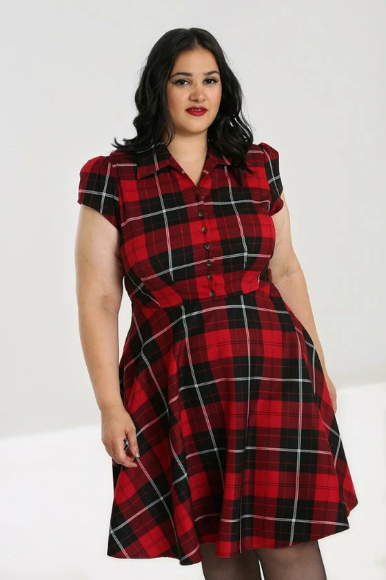 Hell Bunny Brody Mid Dress Red Tartan - Image 6