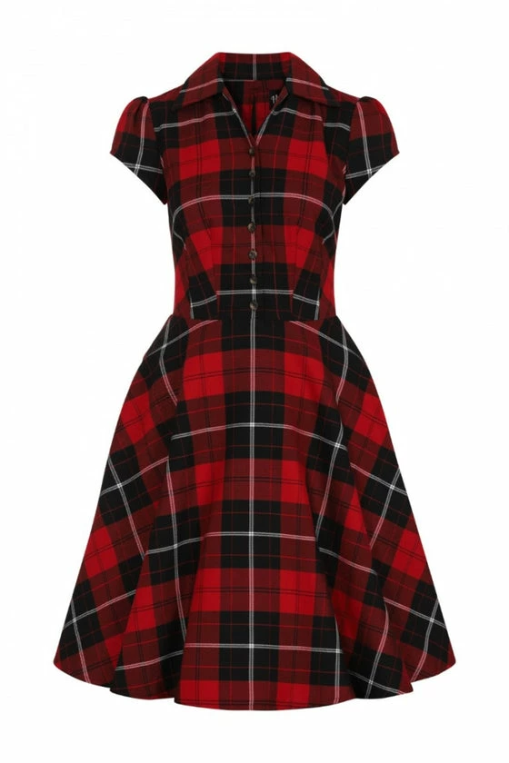 Hell Bunny Brody Mid Dress Red Tartan - Image 9