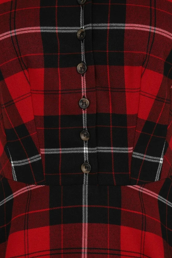 Hell Bunny Brody Mid Dress Red Tartan - Image 10