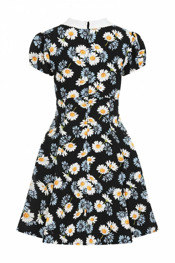 Hell Bunny Daisy Mini Dress Floral Black With Detailed Collar - Image 12