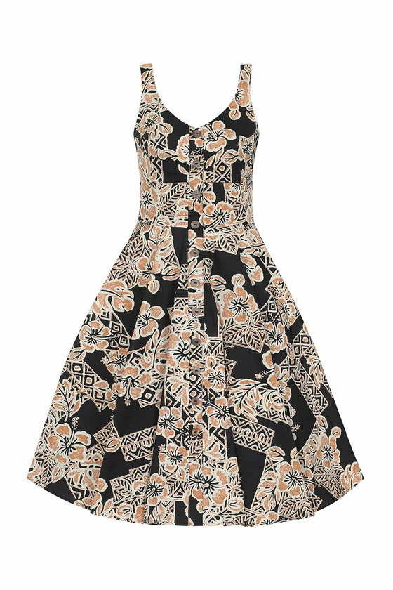 Hell Bunny Dominque 50's Dress Tiki Tribal Print - Image 6