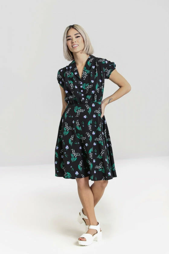 Hell Bunny Good Luck Dress Black Floral - Image 3