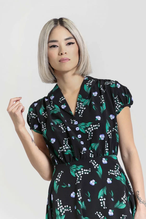 Hell Bunny Good Luck Dress Black Floral - Image 4