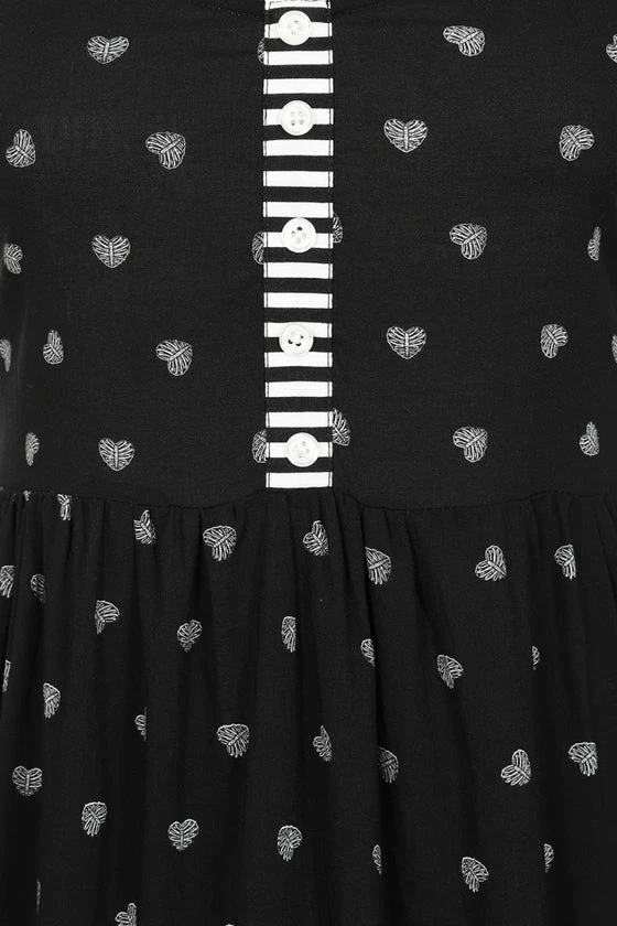 Hell Bunny Ribcage Babydoll Dress Ribcage Hearts With Stripe Detail - Image 8