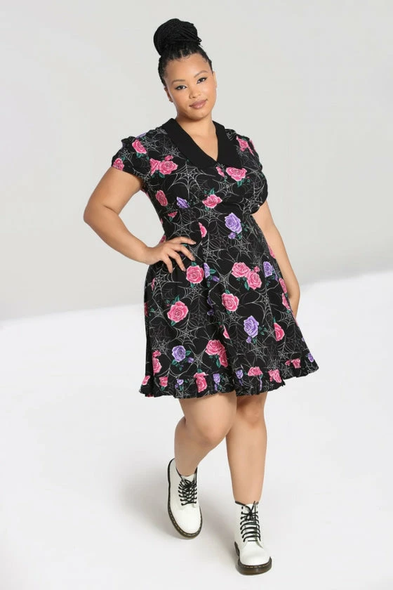 Hell Bunny Eloise Mini Dress Floral Print With Webs - Image 5