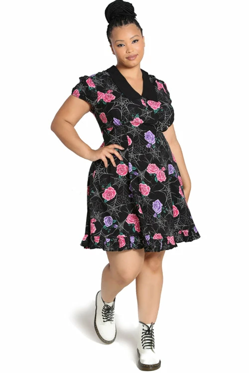 Hell Bunny Eloise Mini Dress Floral Print With Webs