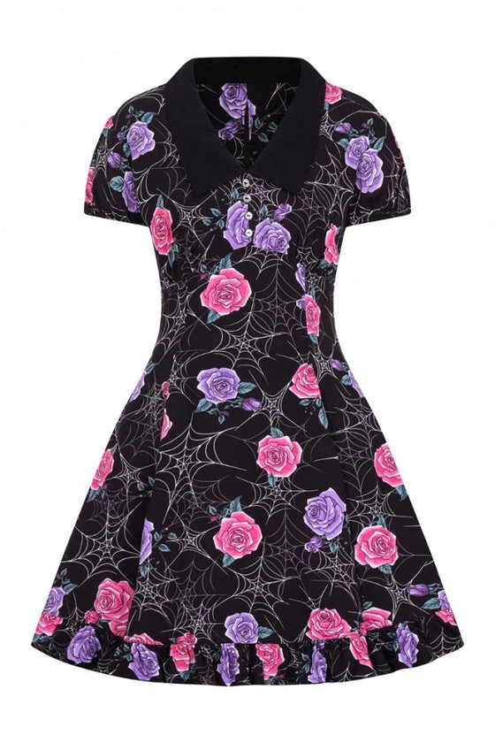 Hell Bunny Eloise Mini Dress Floral Print With Webs - Image 8