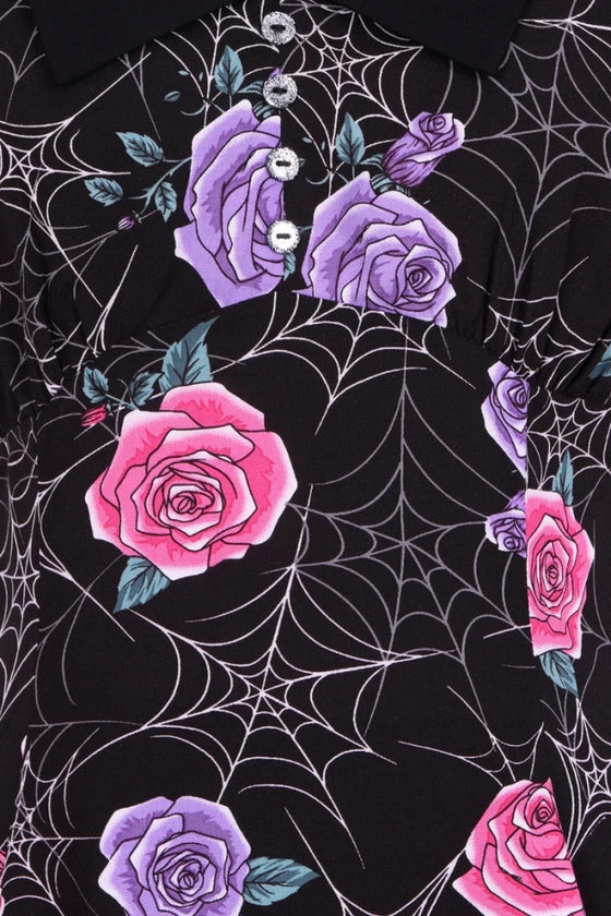 Hell Bunny Eloise Mini Dress Floral Print With Webs - Image 10