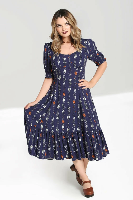 Hell Bunny Asta Maxi Dress Cottage Floral Navy - Image 2