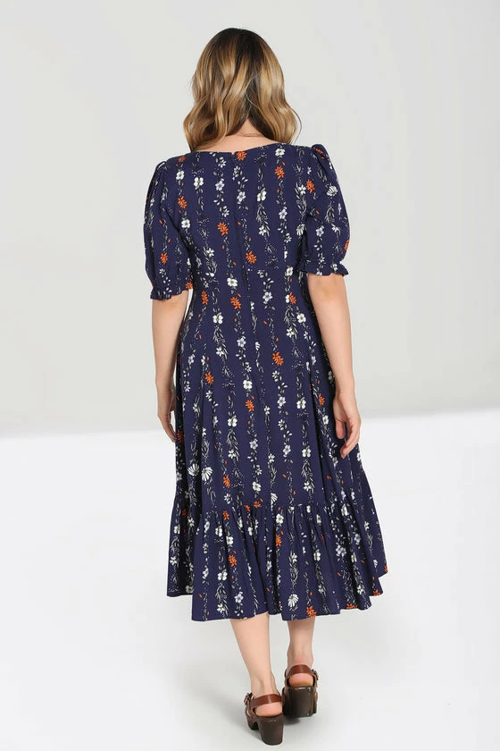 Hell Bunny Asta Maxi Dress Cottage Floral Navy - Image 3