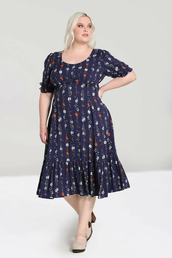 Hell Bunny Asta Maxi Dress Cottage Floral Navy - Image 5