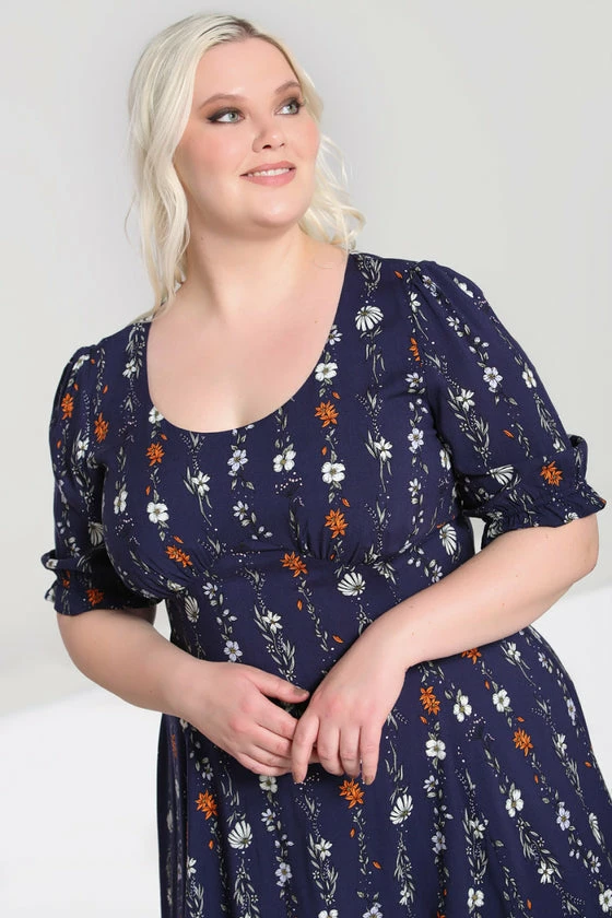 Hell Bunny Asta Maxi Dress Cottage Floral Navy - Image 7
