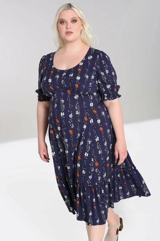Hell Bunny Asta Maxi Dress Cottage Floral Navy - Image 8