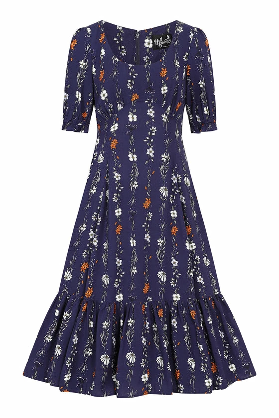 Hell Bunny Asta Maxi Dress Cottage Floral Navy - Image 9