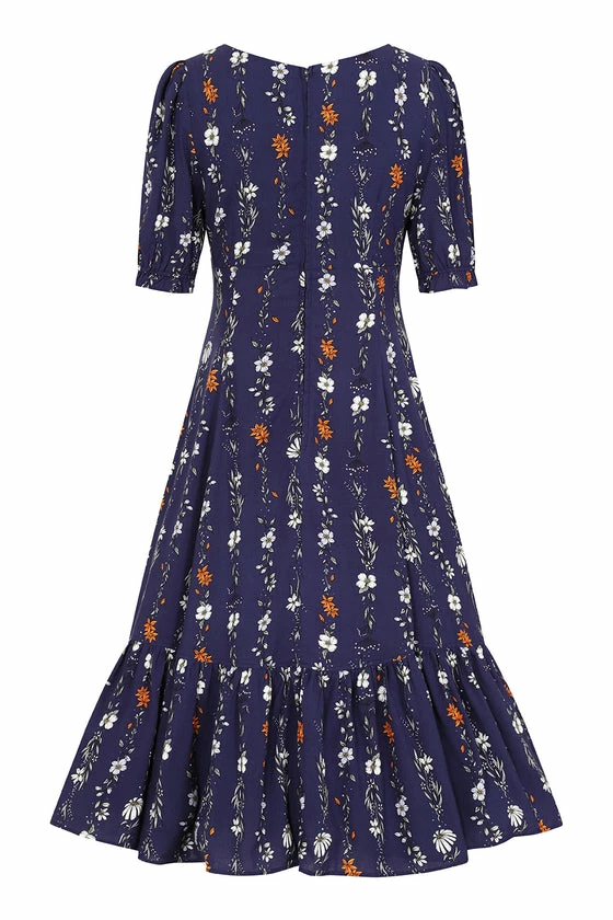 Hell Bunny Asta Maxi Dress Cottage Floral Navy - Image 10