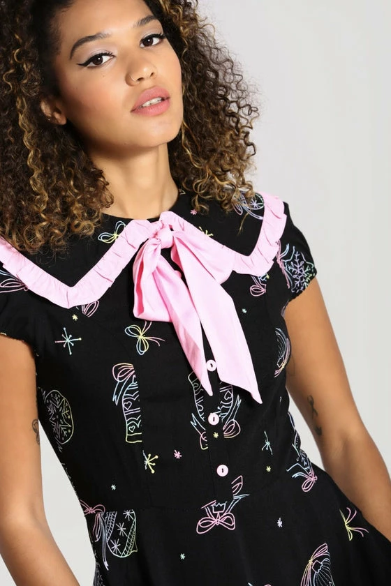 Hell Bunny Merry Mini Dress Statement Collar Christmas - Image 5