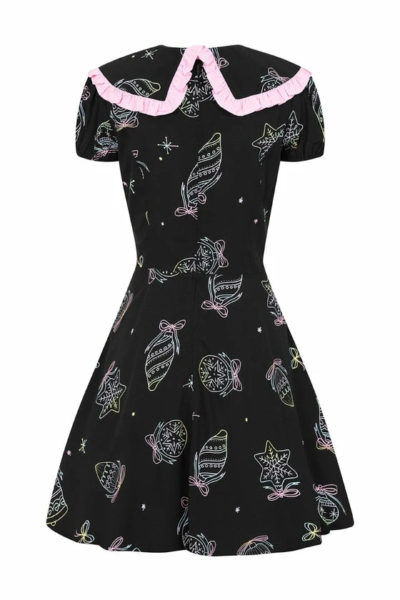 Hell Bunny Merry Mini Dress Statement Collar Christmas - Image 11