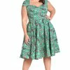 Hell Bunny Madilynn 50's Dress Green Butterflies Skulls
