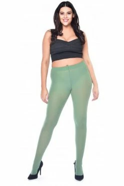 Pamela Mann Hosiery Curvy Super-Stretch 50 Denier Tights In Leaf Green