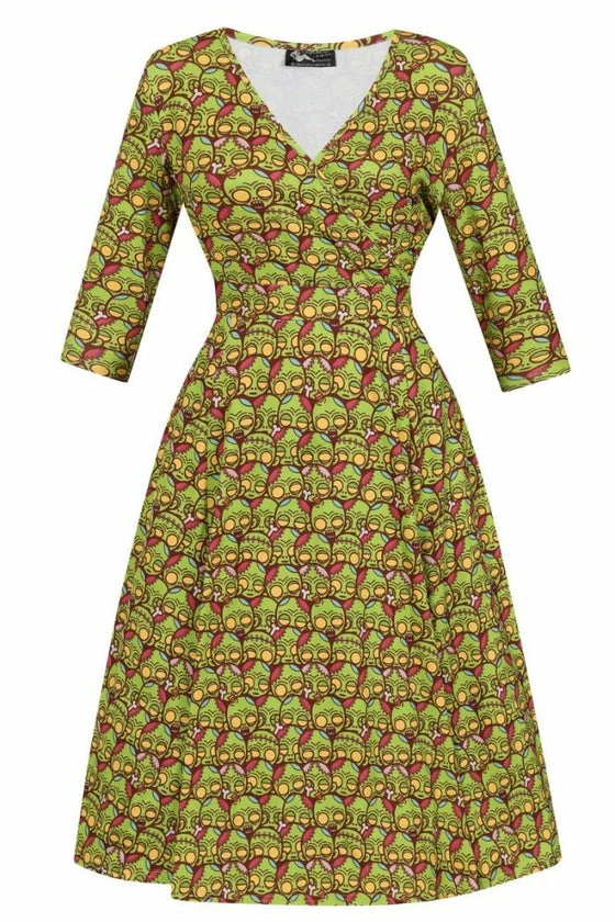 Lady Vintage Lyra Dress In Ghoulish Friends
