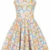 Lady Vintage Tea Dress In Dreamy Rainbows Print